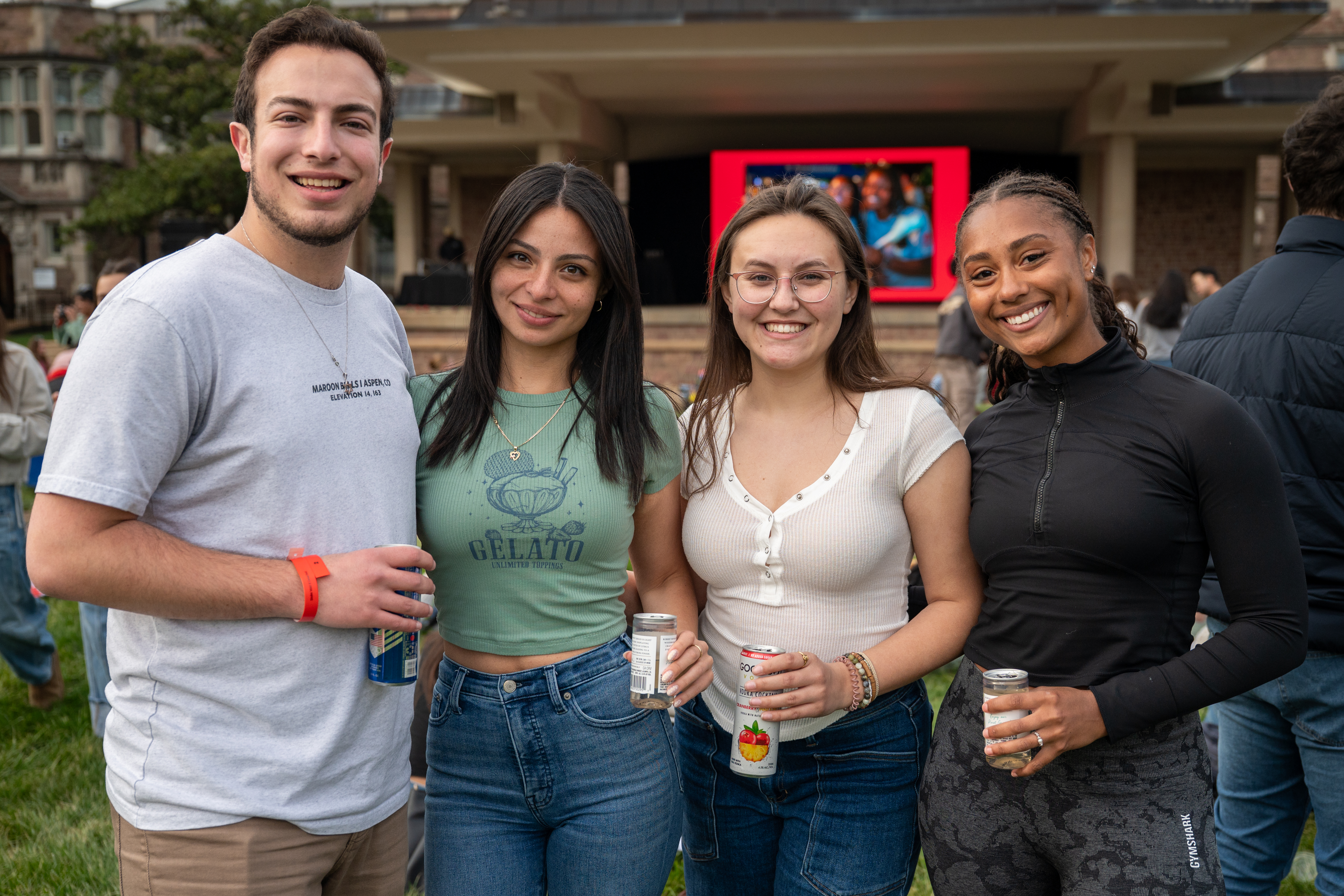 Students smiling for the camera at Class Toast. 